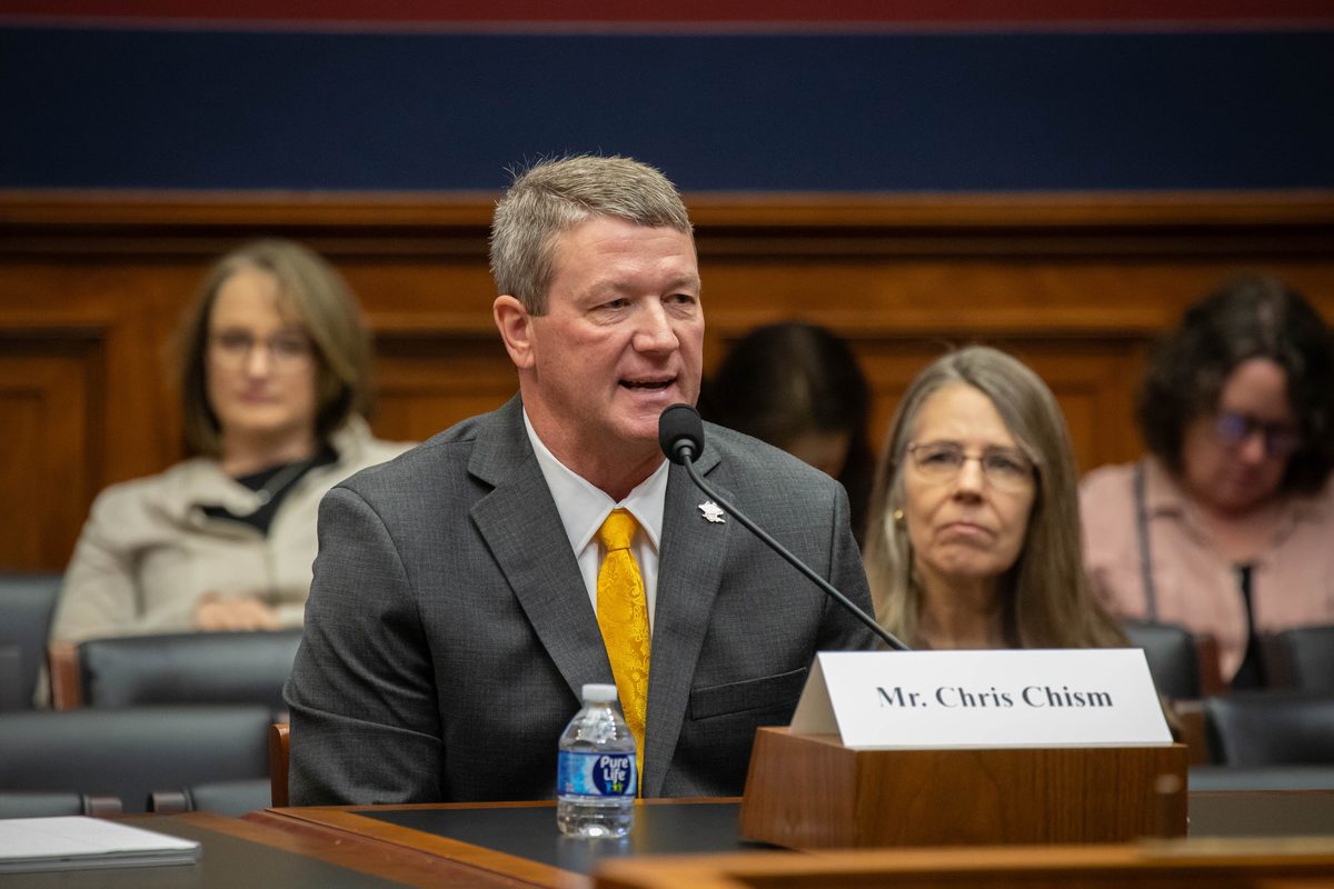Chris Chism before the U.S. House Committee on Education and the Workforce during the 'From Chalkboards to Chatbots' hearing